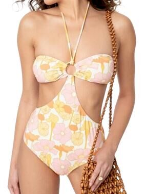 New KINGDOM & STATES One Piece Swim Bikini Halter Neck Floral Beach Cruise Pool
